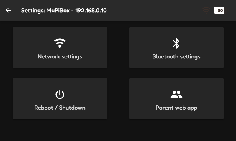 The settings on the display