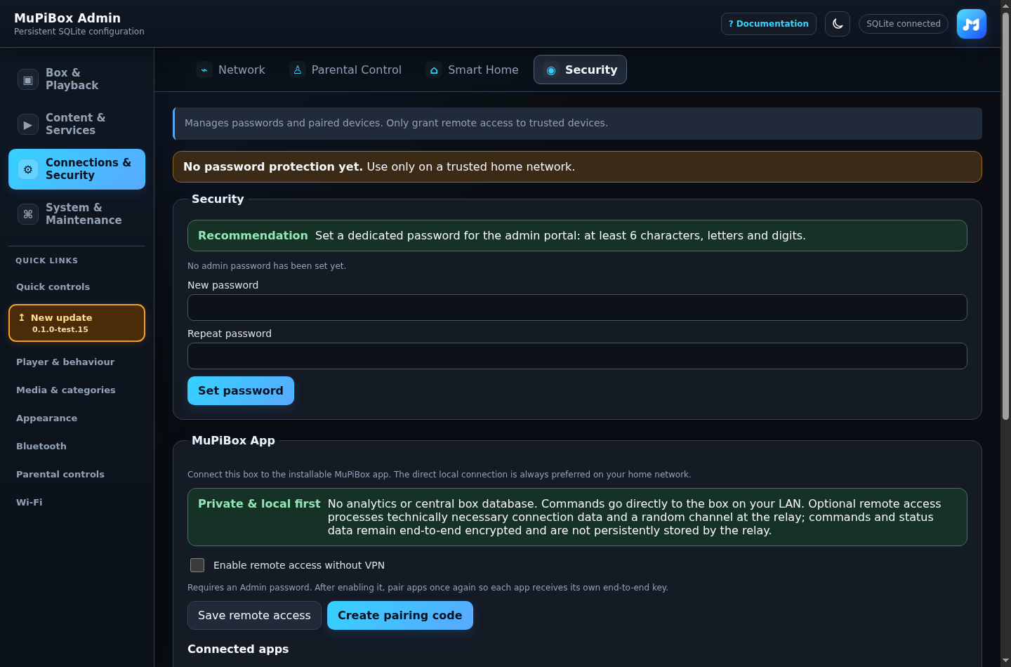 Security settings