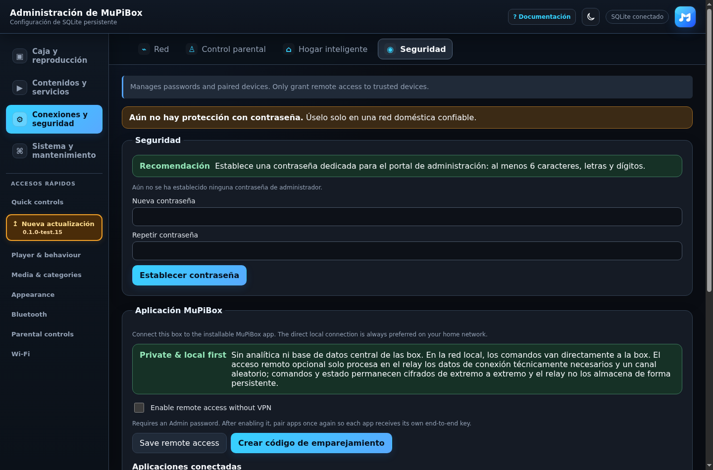 Configuración de seguridad